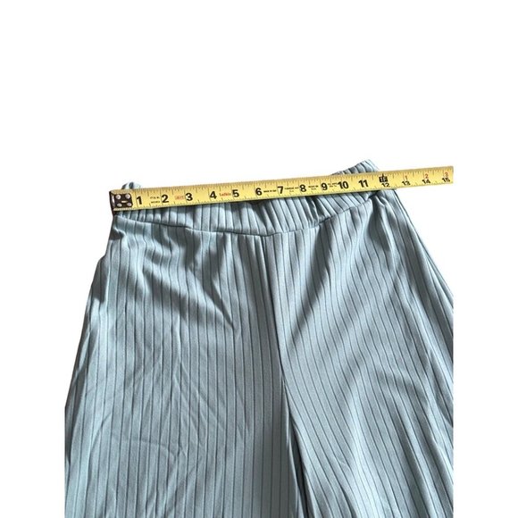Lulus XS Green Ribbed Wide-Leg Lounge Pants Stretchy Elastic Waist Textured NWT - Picture 6 of 13